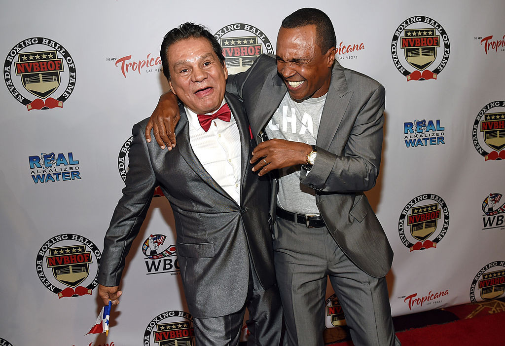 The two great fighters remain friends and Sugar Ray Leonard sent a video message of support to Roberto Durán when he was diagnosed with COVID-19 earlier this year ©Getty Images