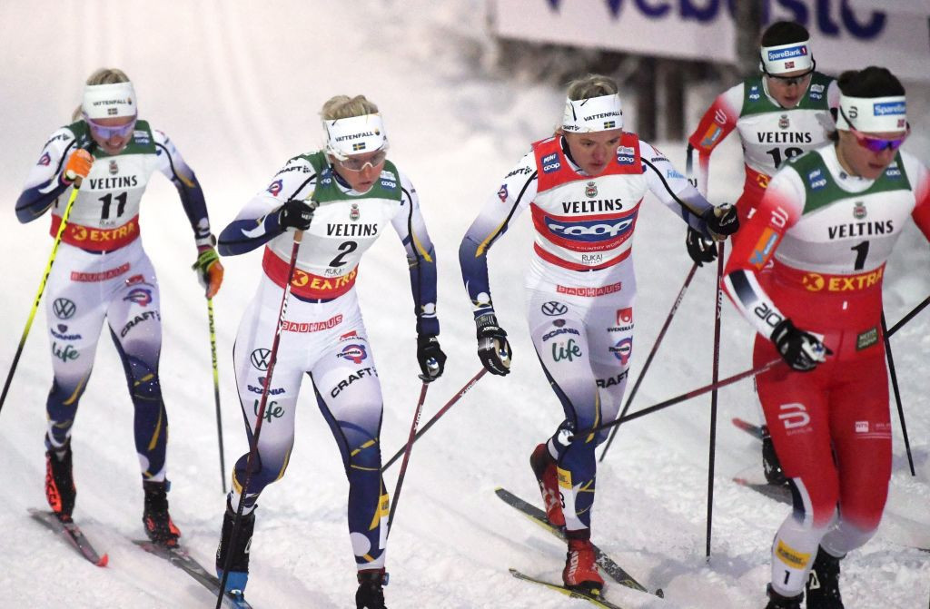 Sweden's Linn Svahn, second left, claimed victory in the women's race ©Getty Images