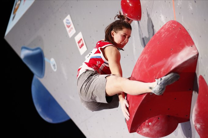 Viktoriia Meshkova of Russia qualified for the climbing contest at Tokyo 2020 ©IFSC