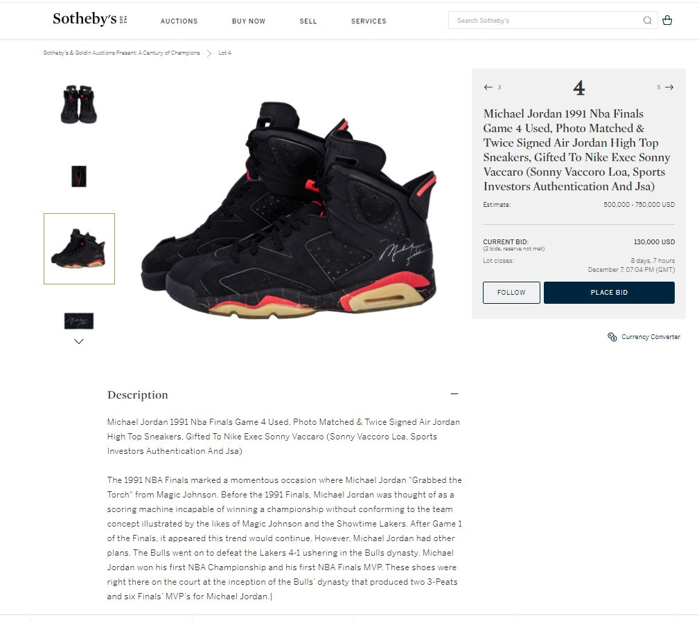Michael Jordan: Sneakers From 1998 NBA Finals Shatter Auction Sale