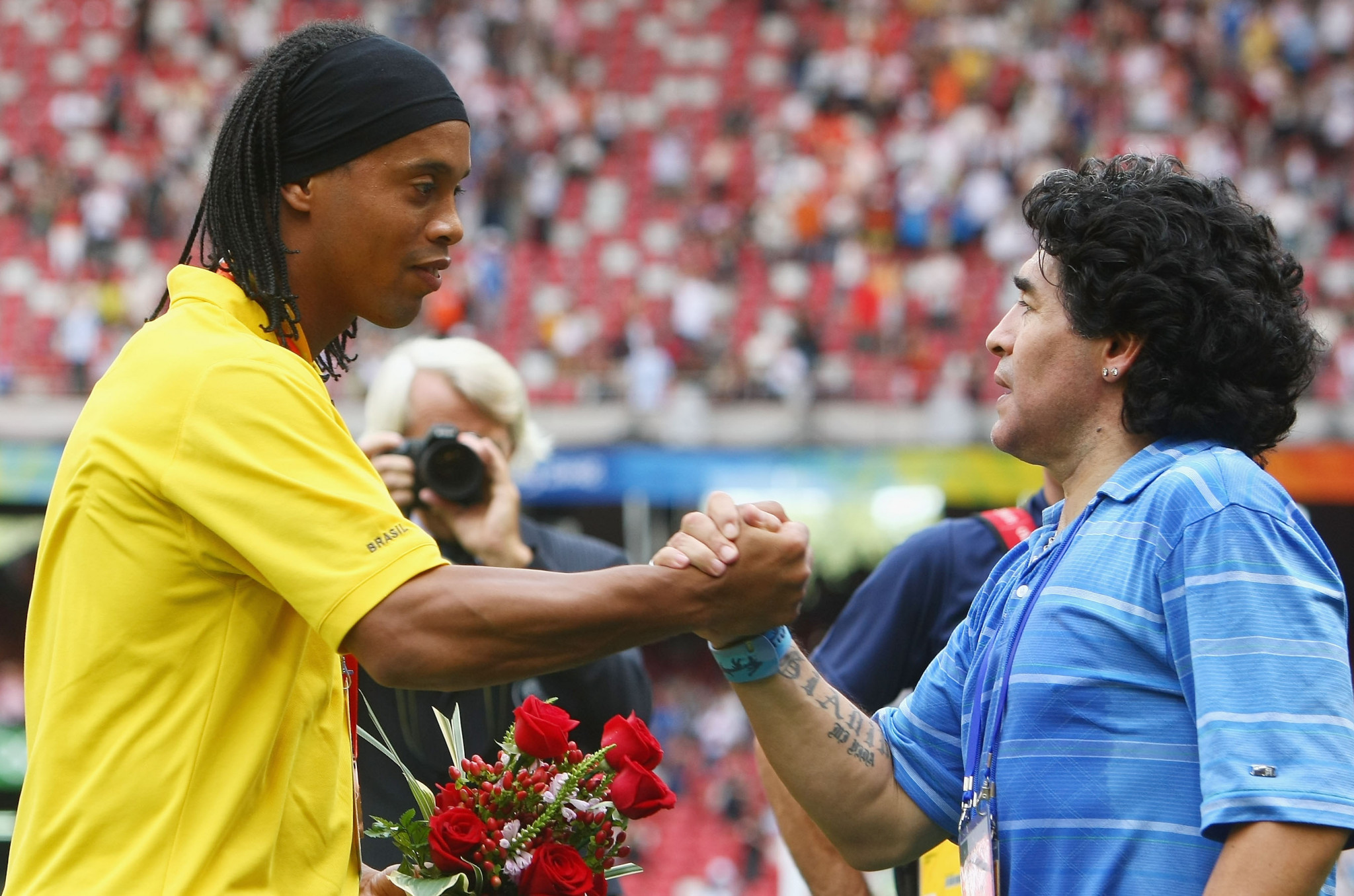Ronaldinho was an overage player at Beijing 2008 as Diego Maradona cheered Argentina to victory ©Getty Images