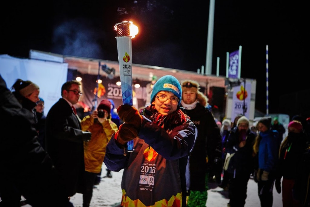 A number of participants were given the chance to hold the Torch ©Lillehammer 2016