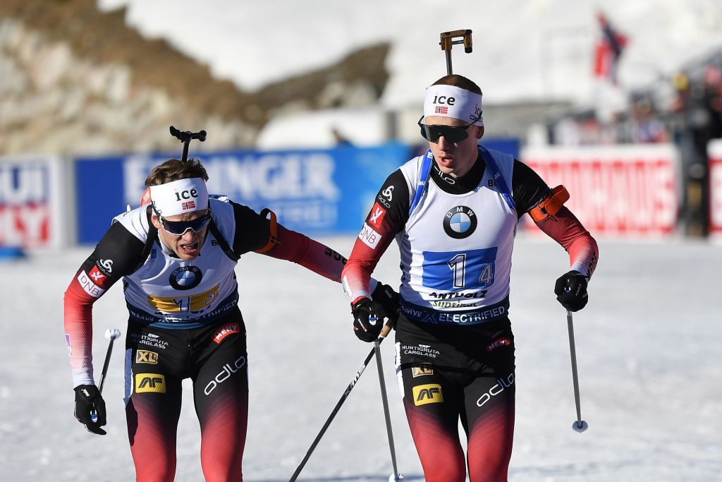 Johannes Thingnes and Tarjei Bø led Norway to victory in the men's relay ©Getty Images