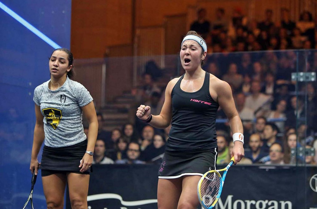 The United States' Amanda Sobhy eliminated last year's winner Raneem El Welily of Egypt in the second round of the J.P. Morgan Tournament of Champions ©squashpics.com