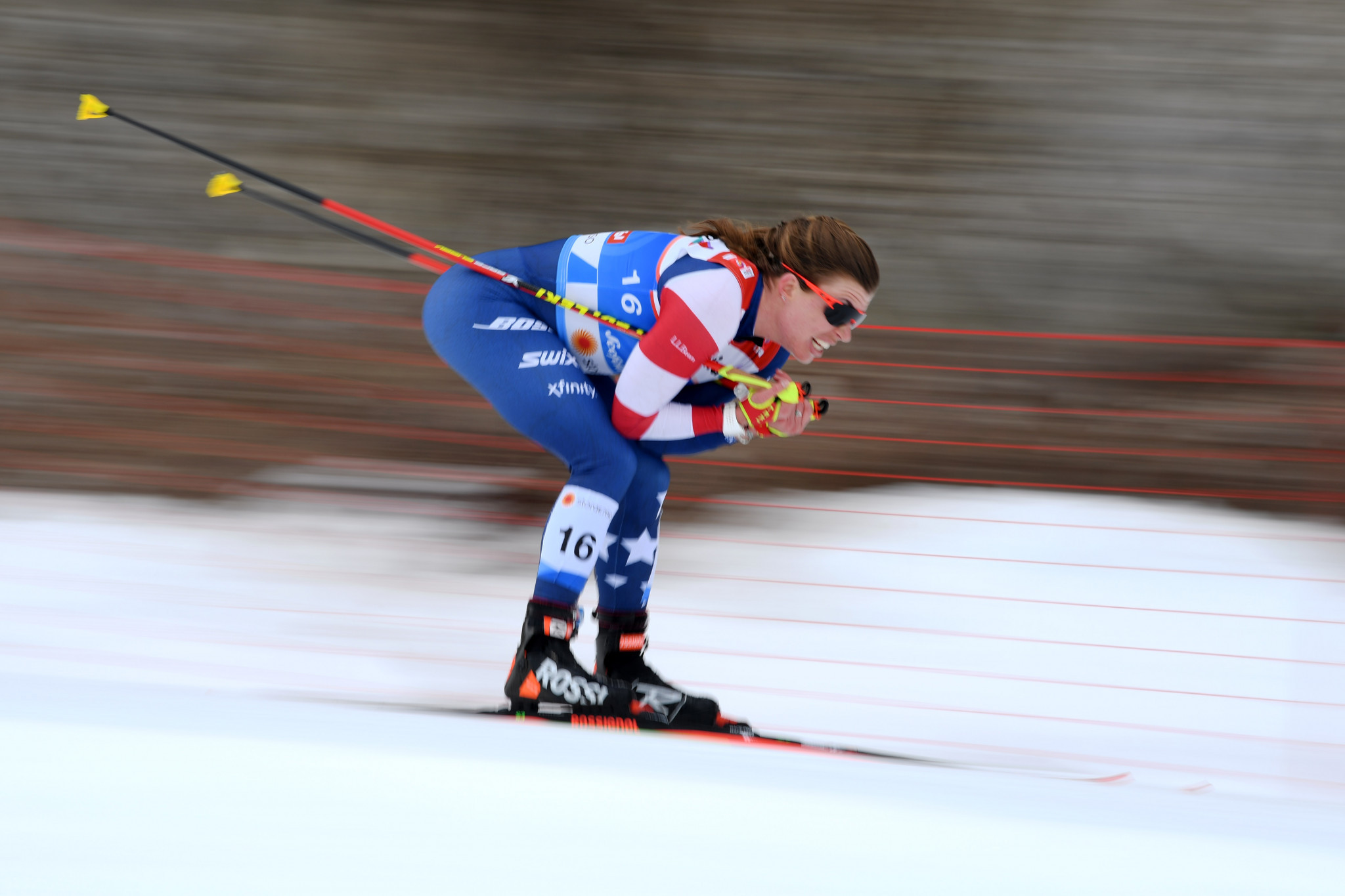Rosie Brennan won the sprint and 10km races in Davos to take the overall World Cup lead ©Getty Images