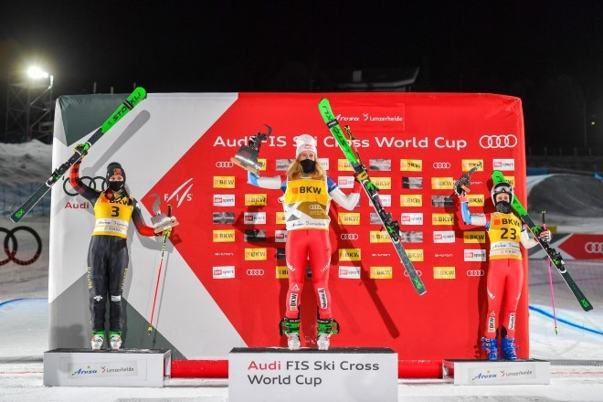 Fanny Smith finished top of the podium on home soil at the latest FIS Ski Cross World Cup race in Arosa ©FIS