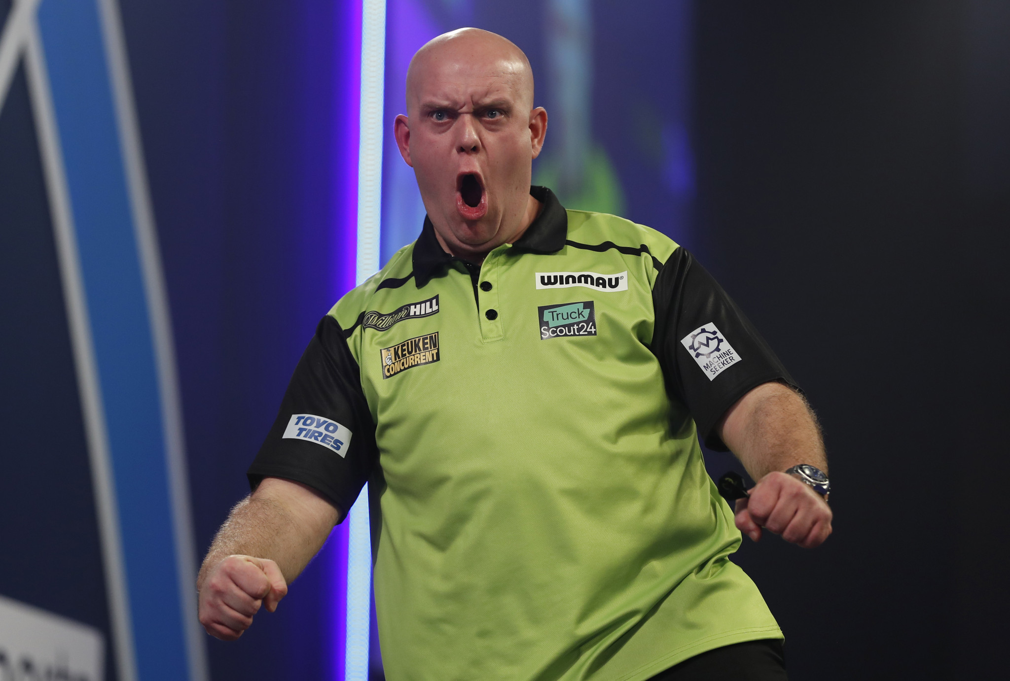 World number one Michael Van Gerwen reached the third round of the PDC World Darts Championship after defeating Ryan Murray in four sets ©Getty Images