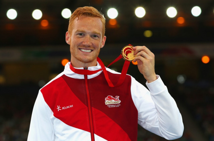 Long jumper Greg Rutherford was among the athletes to celebrate a gold medal at Glasgow 2014 with the anthem Jerusalem playing as England finished top of the medals table for the first time since 1986 ©Getty Images