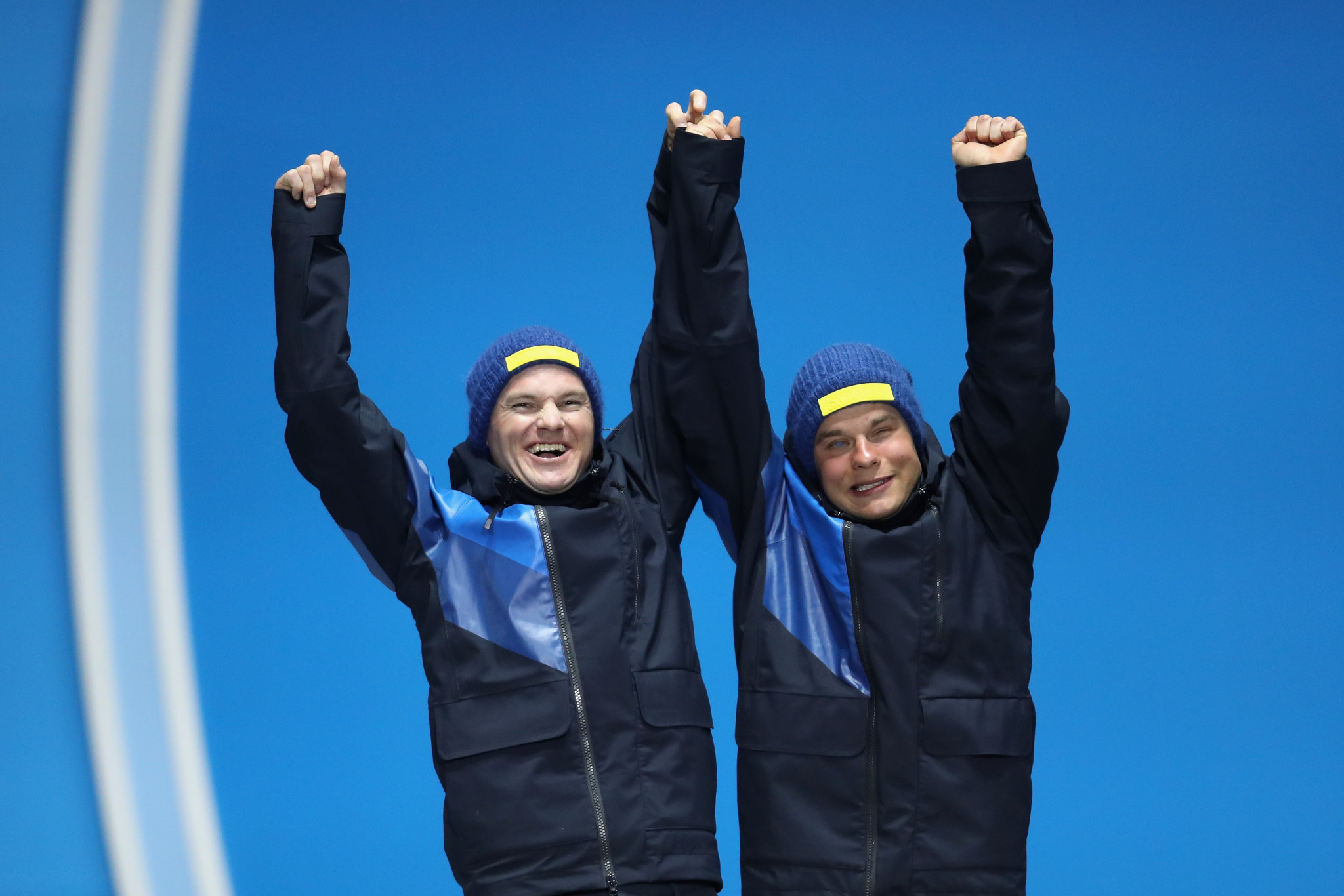 Robin Bryntesson, left, was Zebastian Modin's guide when he won a silver medal at Pyeongchang 2018 ©Getty Images