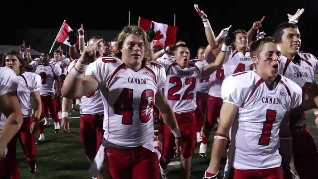 Canada celebrate winning the IFAF Under-19 World Championship in Austin in 2012 ©YouTube