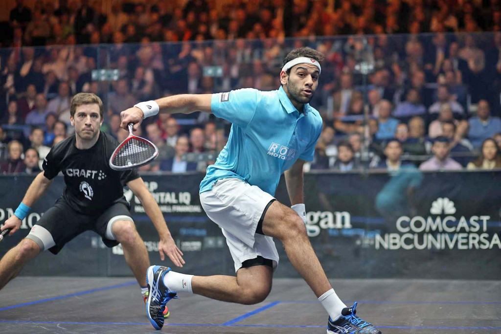 Title holder Mohamed Elshorbagy moved through to the final of the men’s J.P. Morgan Tournament of Champions after a commanding victory over France’s Mathieu Castagnet ©www.squashpics.com