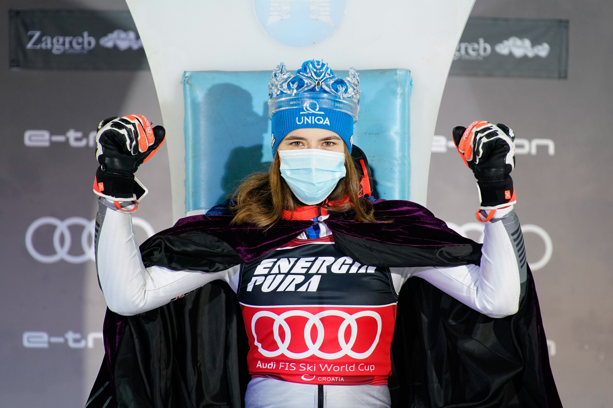 Petra Vlhová retained her Snow Queen title in Zagreb ©Getty Images