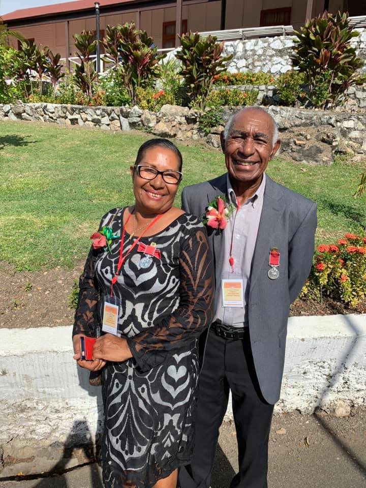 Kwalam Apisah and wife Vere Tere were awarded the British Empire Medal in 2019 for their services to tennis ©Facebook