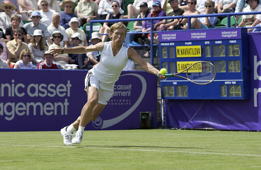 Martina Navratilova pictured in action at the women's championships in Eastbourne ©Getty Images