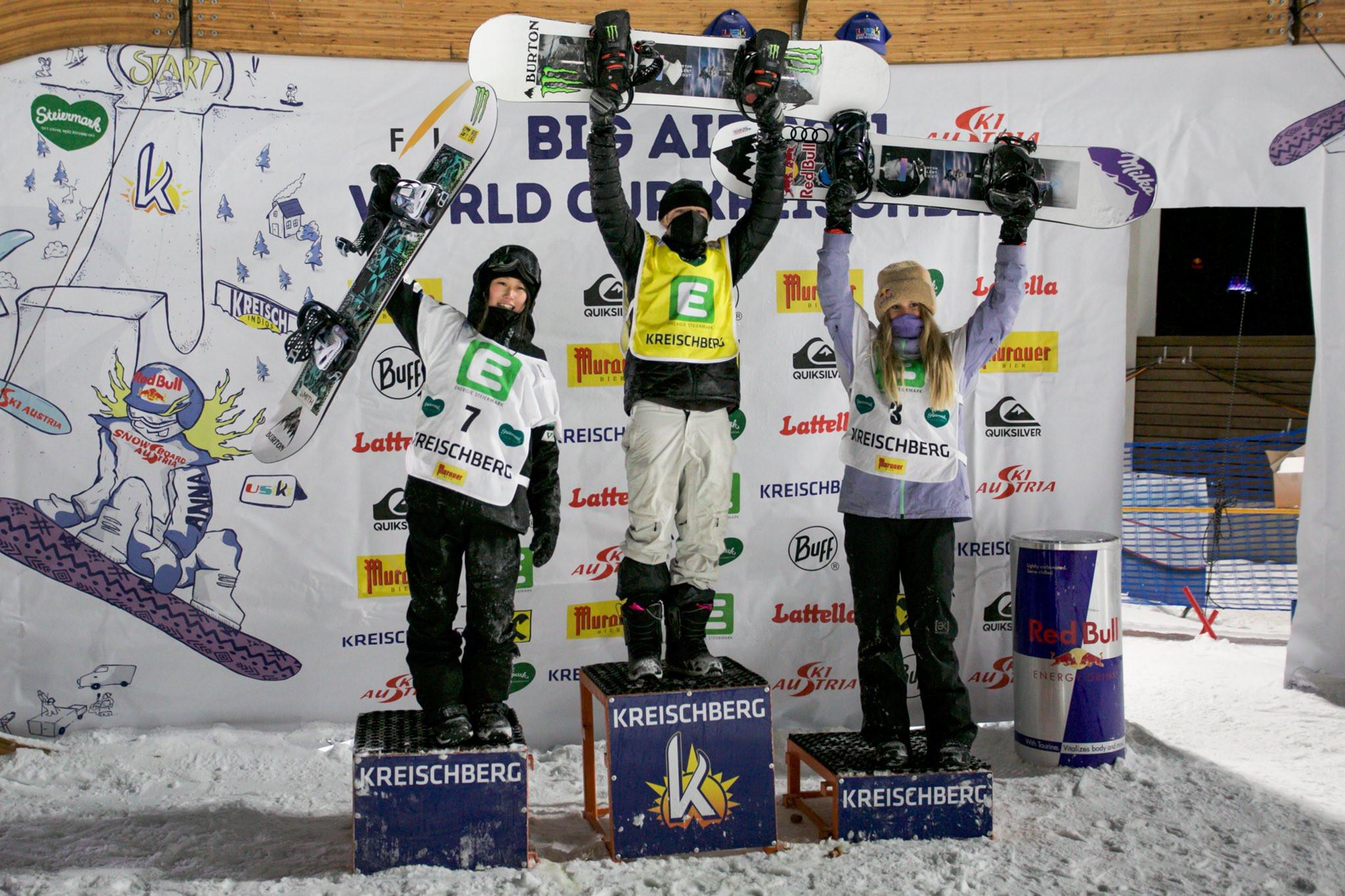 The women's podium for the FIS Snowboard Big Air World Cup in Kreischberg ©FIS