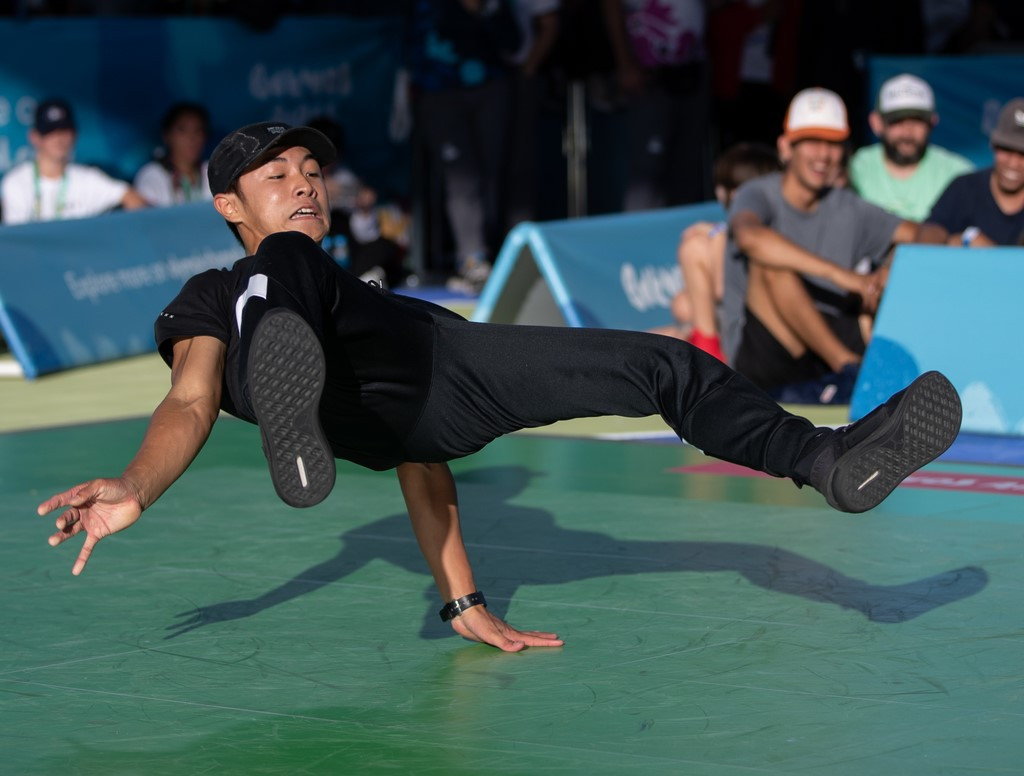 Japanese b-boy Shigekix, pictured during the Beijing 2018 Youth Olympics where he won bronze, could be a major medal contender at the Paris 2024 Games ©OIS