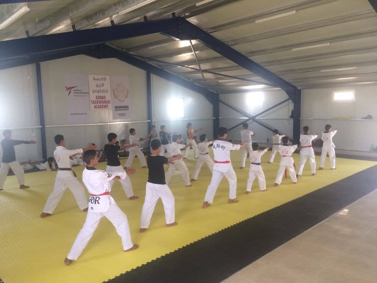 A Taekwondo Humanitarion Foundation academy teaches young refugees the sport at Azraq refugee camp ©THF