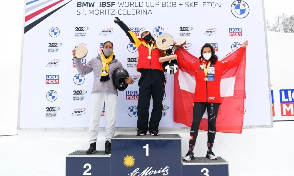Stephanie Schneider won her second World Cup race of the season in the two-woman bobsleigh ©IBSF