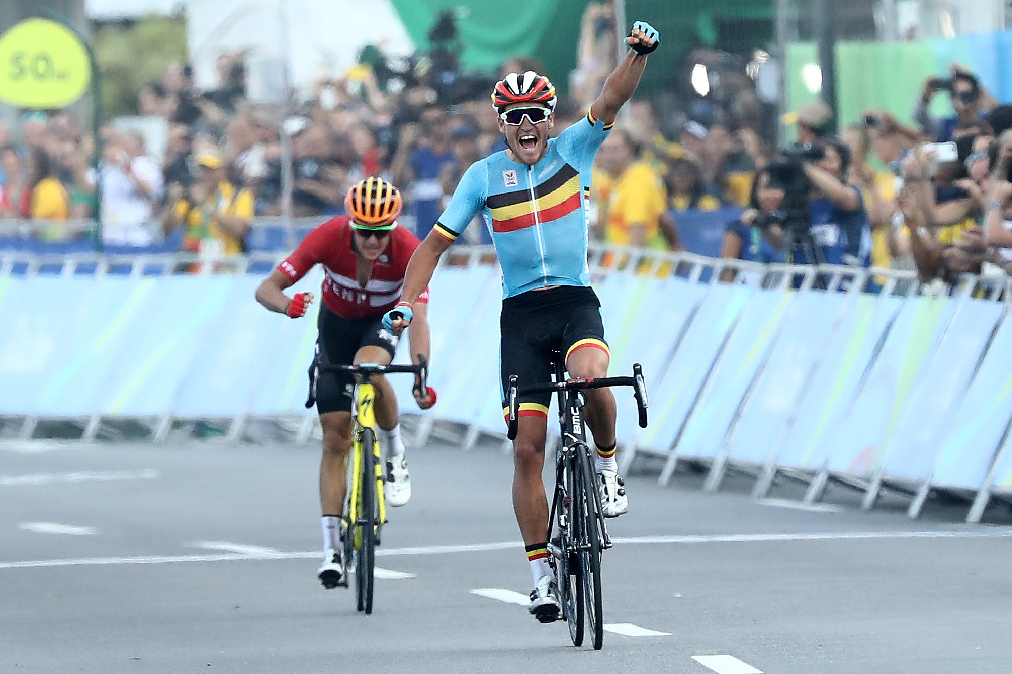 Jakob Fuglsang, left, finished as the runner-up in the men's road race at Rio 2016 ©Getty Images