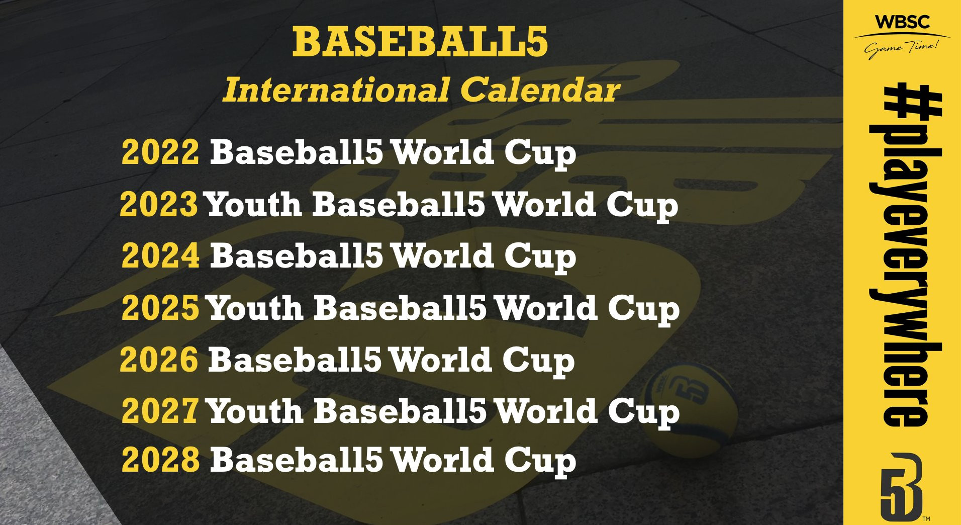 An international calendar for Baseball5 events has been outlined ©WBSC