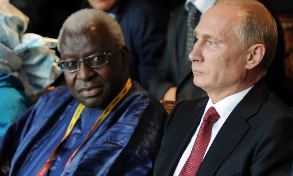 IAAF President Lamine Diack claimed it would be hard for them to ban several Russian athletes on the eve of the 2013 World Championships in Russia because of his close links with the country's leader Vladimir Putin ©Getty Images