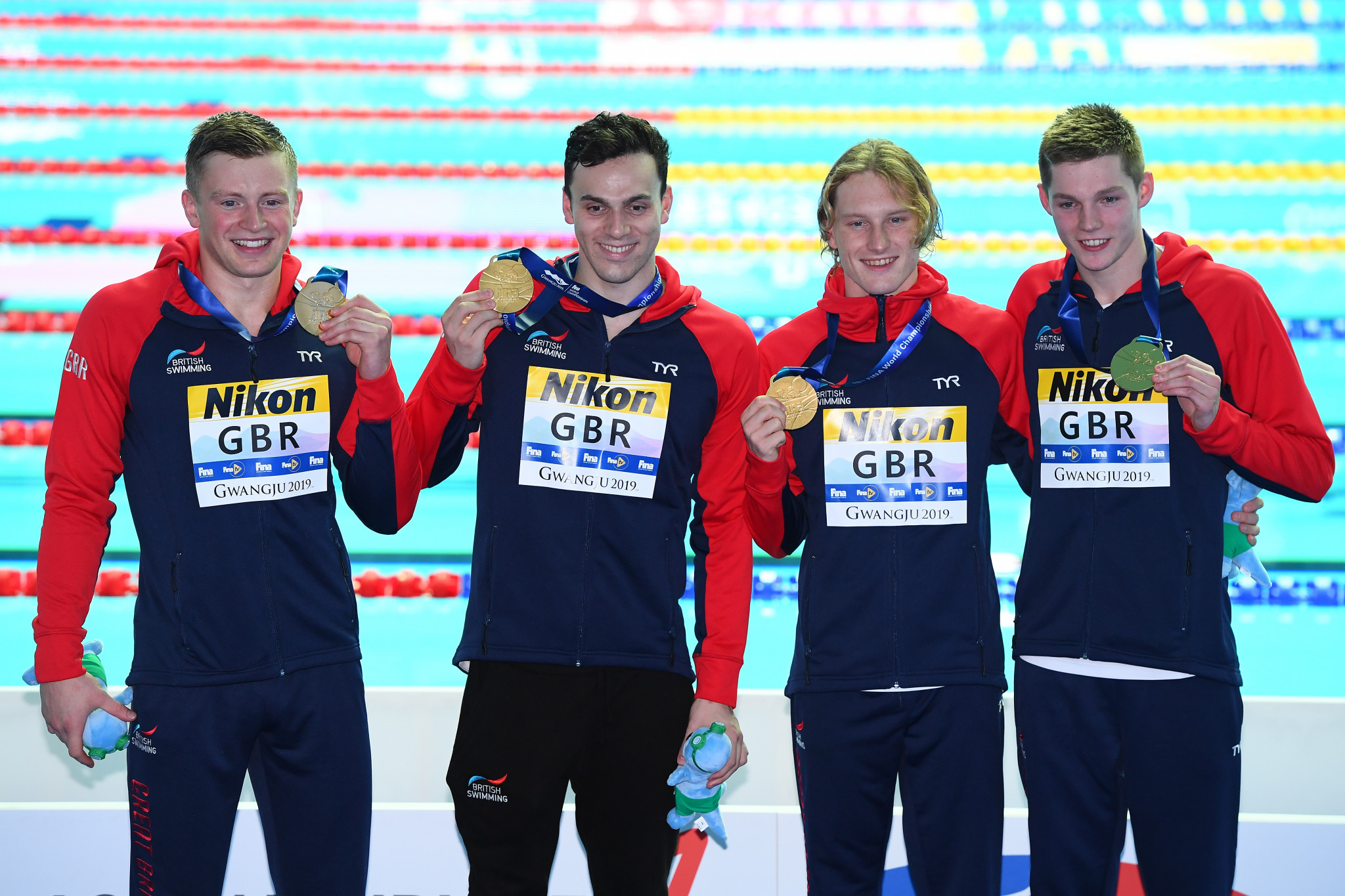 Adam Peaty, James Guy, Luke Greenbank and Duncan Scott won gold in the men's 4x100m medley relay at the 2019 World Championships ©Getty Images