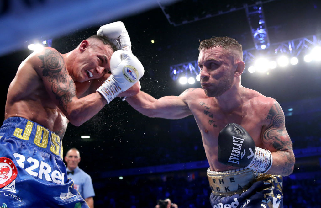 Carl Frampton, right, is due to take on American James Herring for the WBO Super Featherweight Championship next month ©Getty Images
