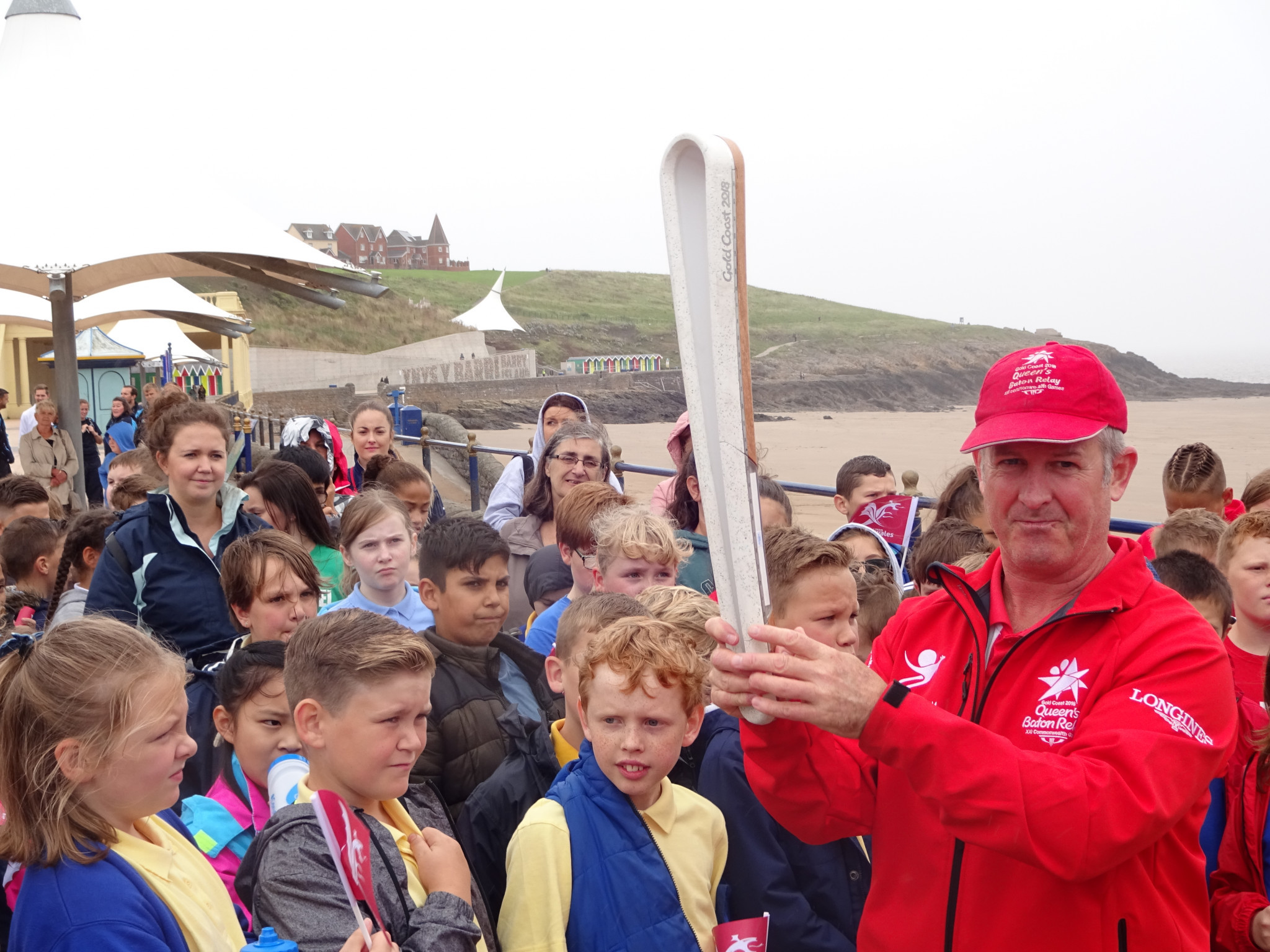 Children check out the Gold Coast 2018 Baton in Barry in Wales ©Philip Barker