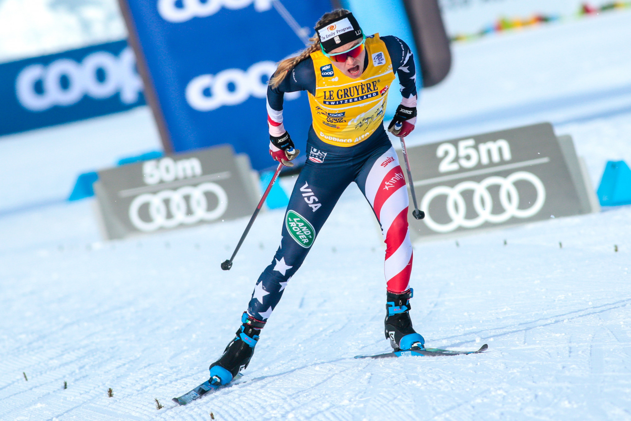 Jessie Diggins extended her lead in the FIS Cross-Country World Cup ©Getty Images