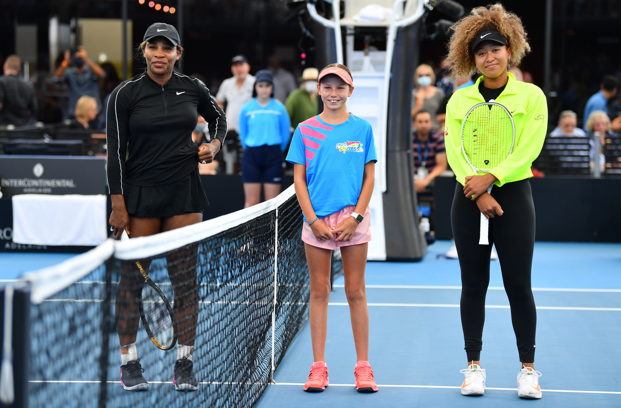 Naomi Osaka, right, competed against Serena Williams in an exhibition event in Adelaide ahead of the Australian Open ©Getty Images