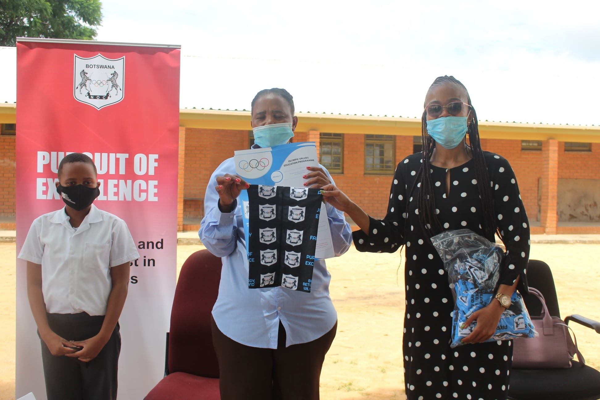 Botswana National Olympic Committee donating masks and hand sanitiser to schools