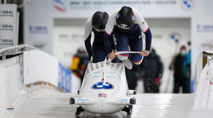 Defending champion Kaillie Humphries leads at the halfway point in the two-woman bobsleigh at the IBSF World Championships in Altenberg ©IBSF