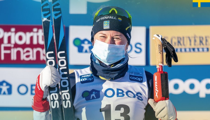 Maja Dahlqvist won her first Cross-Country World Cup title in the freestyle sprint on the home snow of Ulricehamn today ©Twitter
