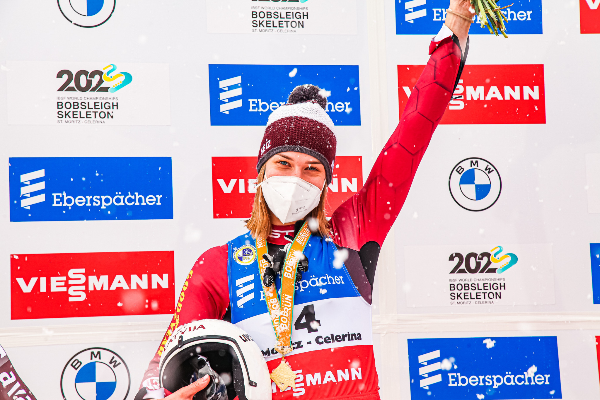 Elīna leva Vītola of Latvia topped the Luge World Cup podium for the first time in St Moritz ©FIL