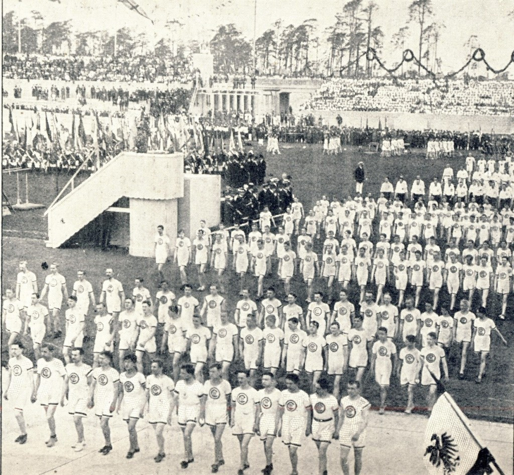 A march past at the opening of the new Berlin stadium 