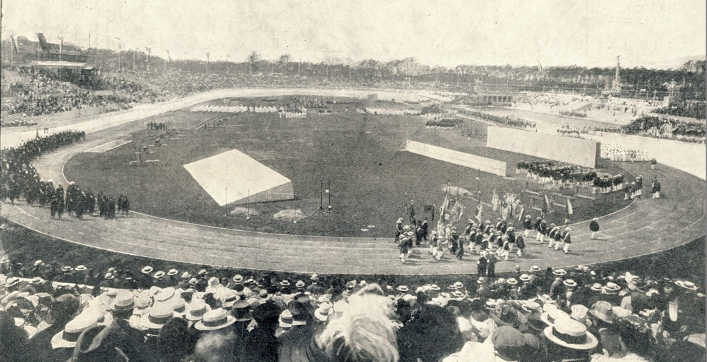 The stadium built for 1916 was later enlarged for the 1936 Games 