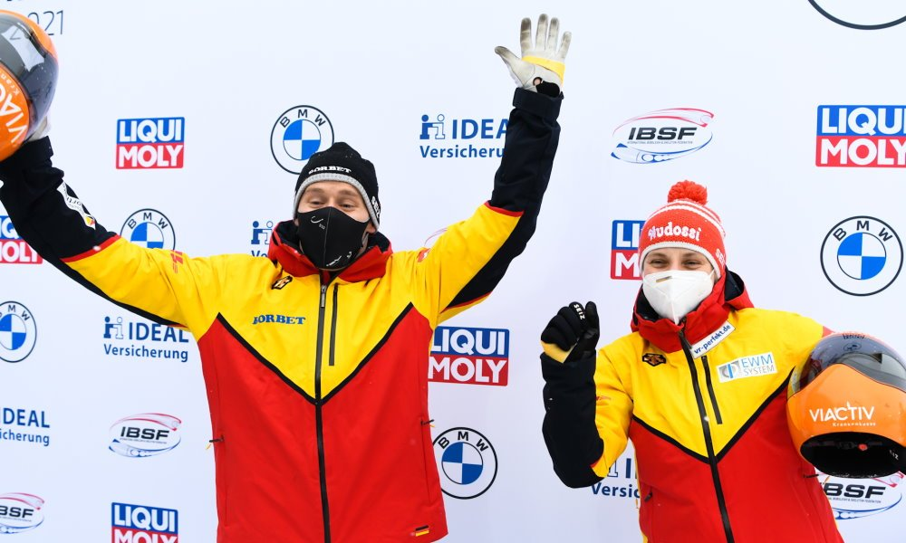 Hermann and Grotheer win mixed team skeleton gold at IBSF World Championships