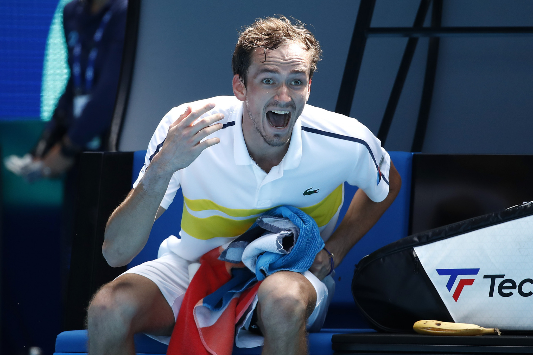Medvedev's coach walks out during five-set victory at Australian Open