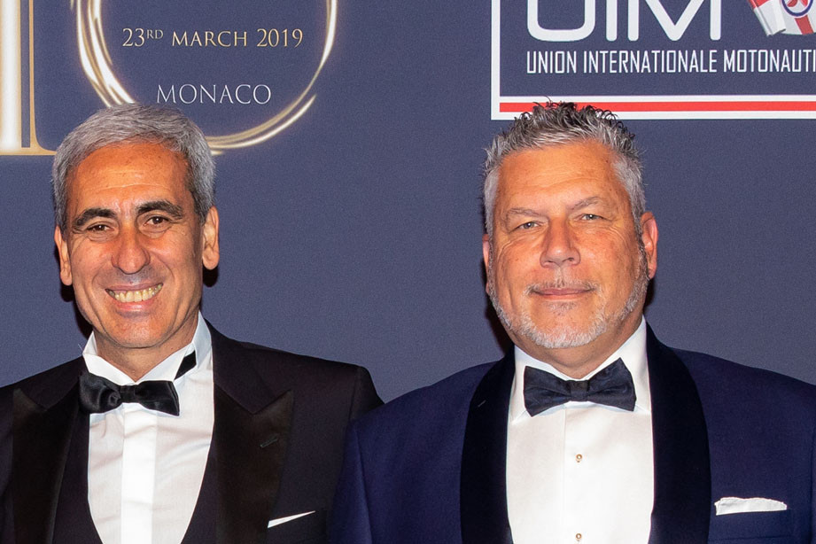 Jean-Marc Giraldi, right, with UIM President Raffaele Chiulli, has died following a battle with COVID-19 ©UIM