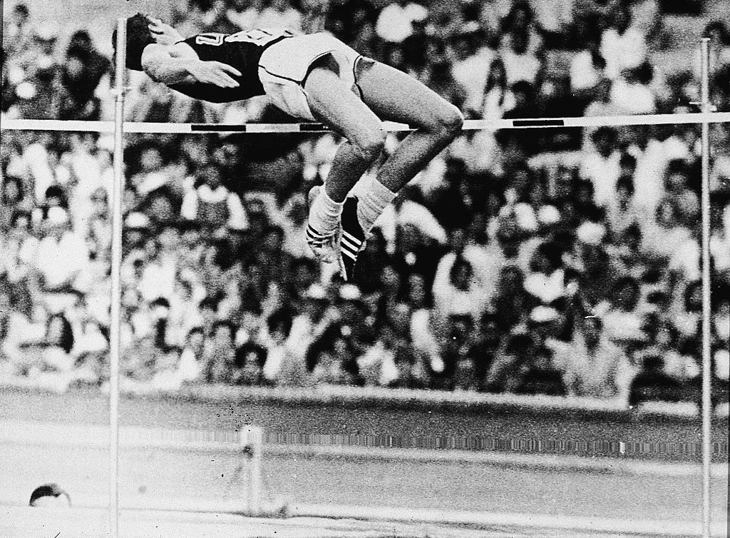 Dick Fosbury secures high jump gold at the 1968 Mexico Olympics with the 
