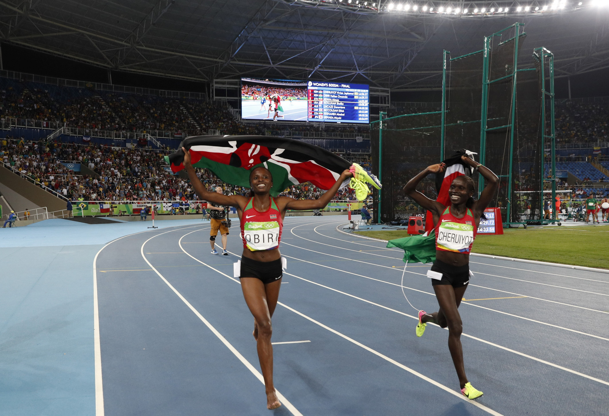 One of Kenya's highlights from Rio 2016 was their one-two in the women's 5,000 metres - with Hellen Obiri, left, taking silver and Vivian Cheruiyot taking gold ©Getty Images