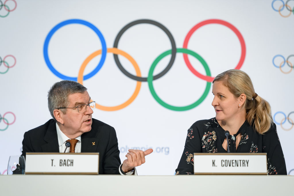 IOC Athletes' Commission chair Kirsty Coventry, right, sits on the organisation's ruling Executive Board ©Getty Images