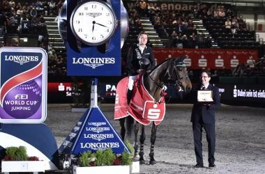 Niklas Krieg marked his World Cup debut with a victory in Leipzig ©FEI