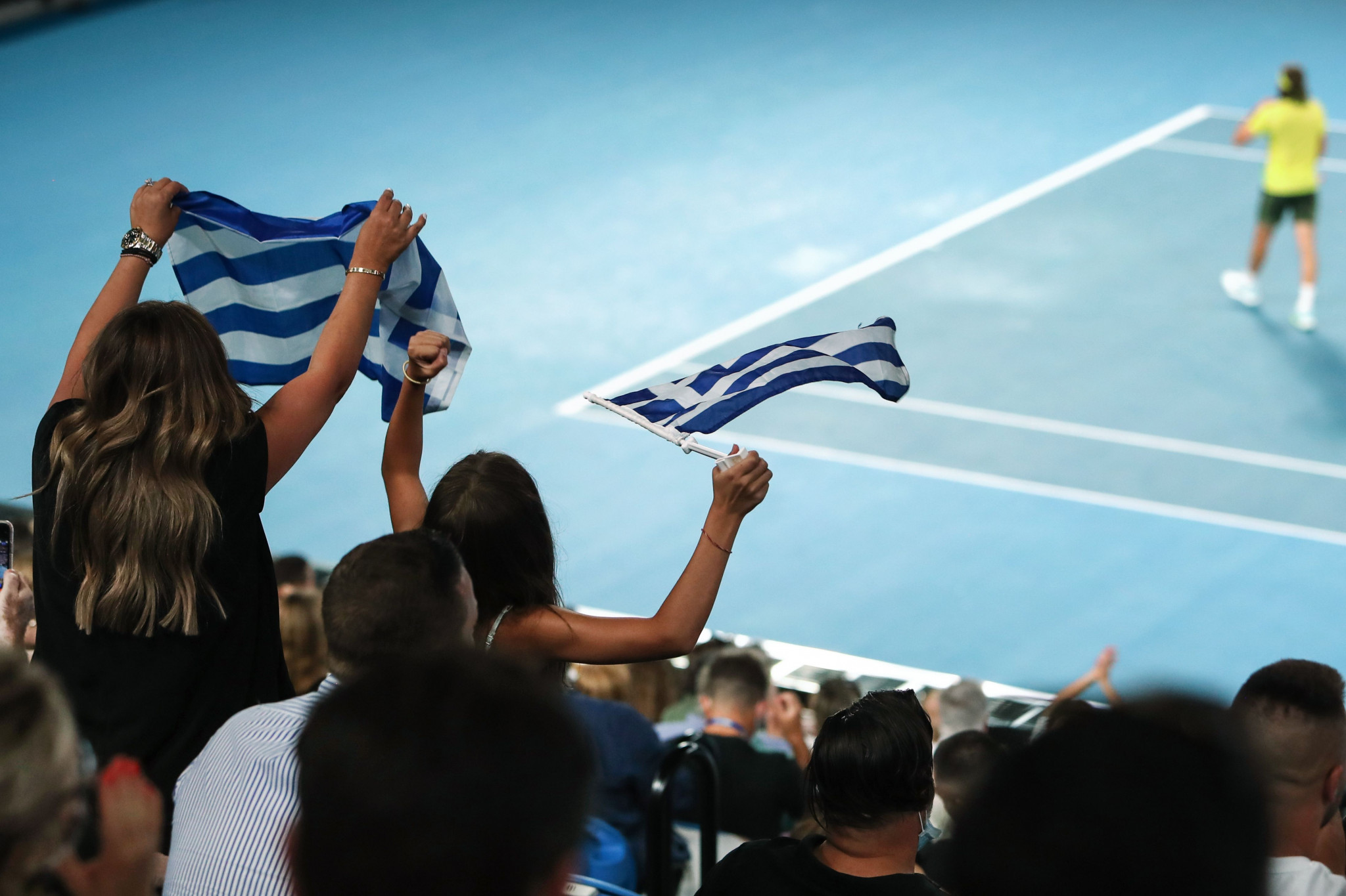 Greece's Stefanos Tsitsipas was well supported in the crowd ©Getty Images