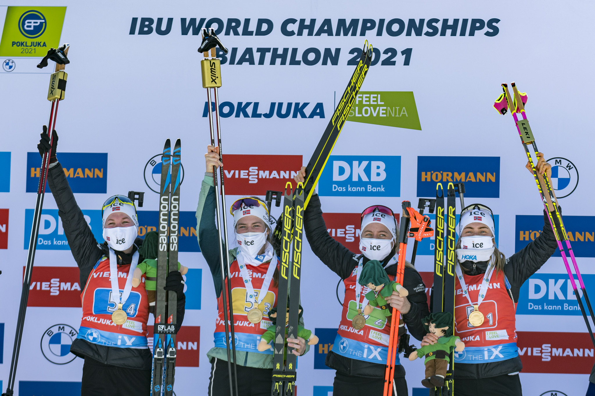 Norway earned titles in the team relays at the Biathlon World Championships ©Getty Images