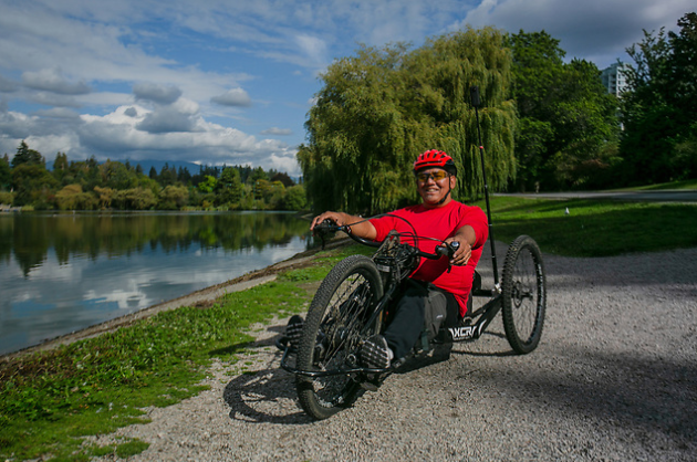 Canada's three-times Paralympic wheelchair basketball champion Richard Peter is among athletes exploring accessibility on the nation's trails as part of a new partnership ©Alexa Fernando 