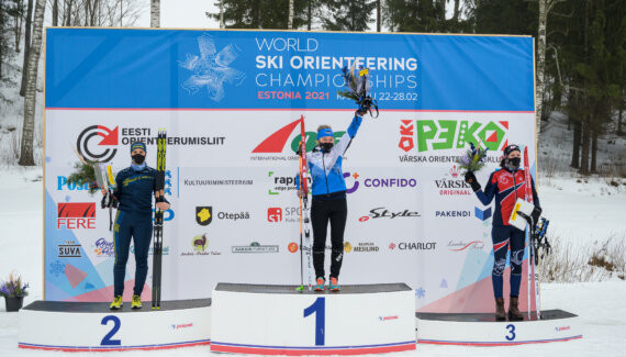 Daisy Kudre, who won Estonia's first ever gold at the World Ski Orienteering Championships in the opening day's sprint, added a silver medal in the pursuit event held today on her home course ©WOF