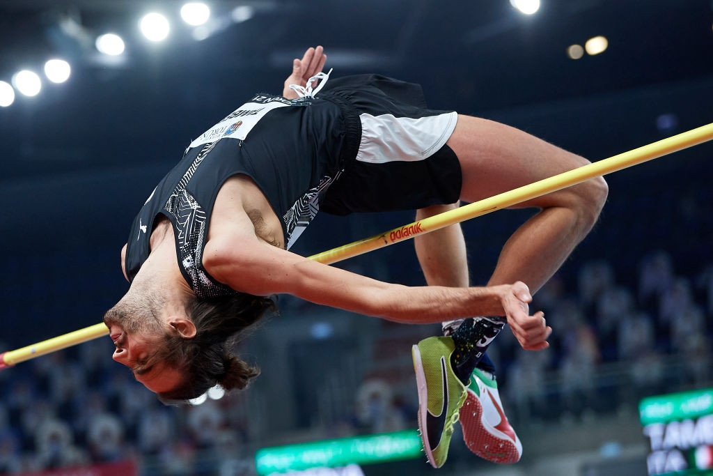 Italy's Gianmarco Tamberi, who will defend his European Athletics Indoor high jump title in Torun this week, cleared 2.34m at the same venue earlier this month and now leads the 2021 world lists on 2.35m ©Getty Images