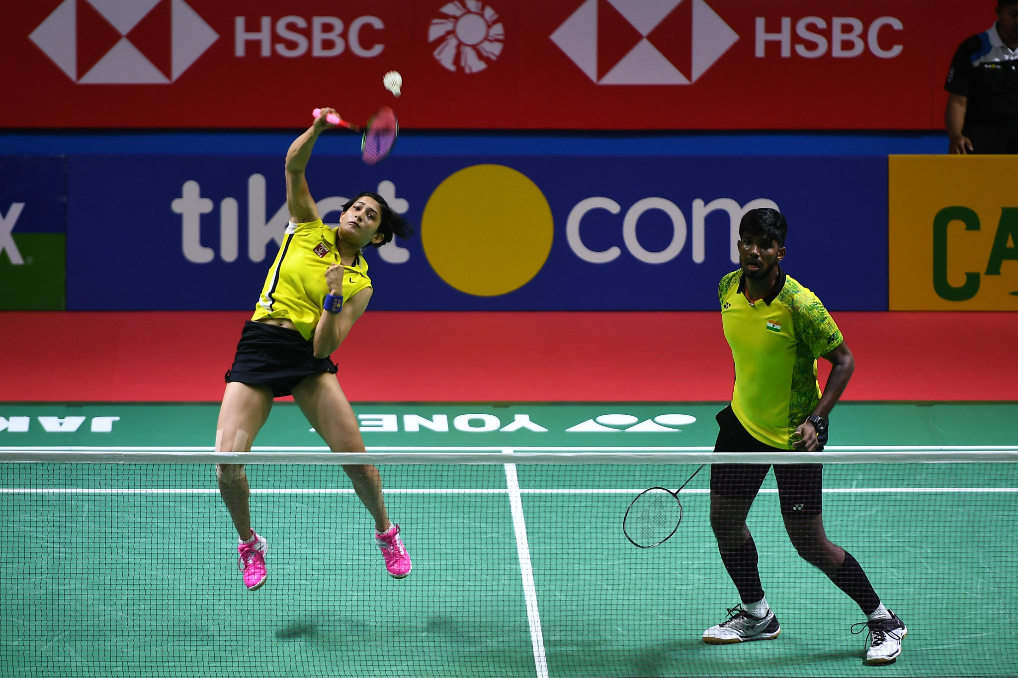 Satwiksairaj Rankireddy and Ashwini Ponnappa of India caused the biggest upset of the day at the BWF Swiss Open beating second seeds Haifaz Faizal and Gloria Emanuelle Widjaja in the mixed doubles ©Getty Images