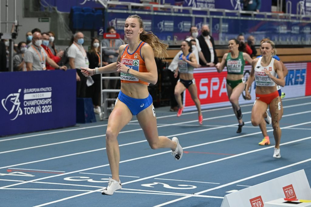 Femke Bol of The Netherlands was a dominant winner of the 400 metres on day three of the European Athletics Indoor Championships in Torun ©Getty Images